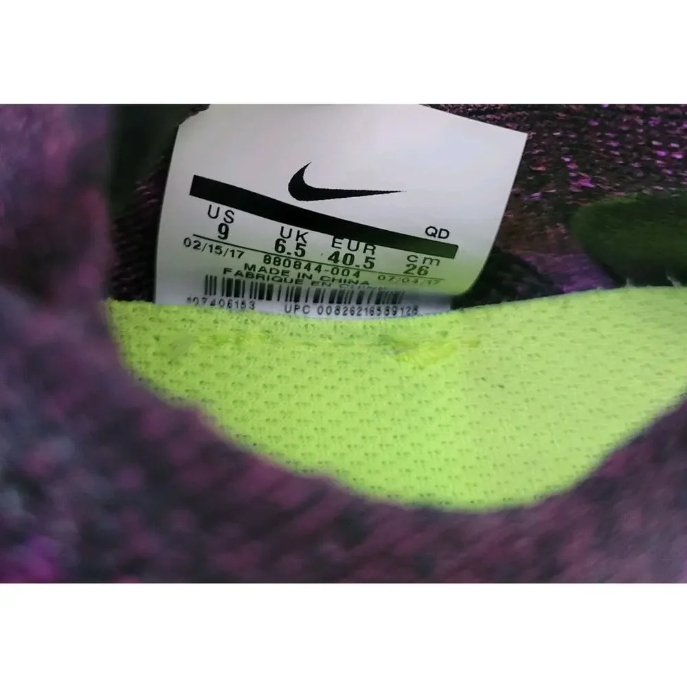 Rare Nike Womens Free RN Flyknit Size 9 Purple Black Athletic Running Shoe